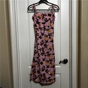 House of Harlow 1960 Hawaiian Linen Midi Dress Size S Pink